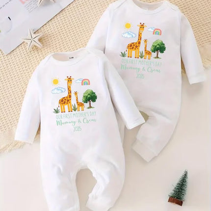 Personalised First Mothers Day Baby Grow, New Mom 1st Mothers Day Baby Gift, Custom Baby Name Sleepsuit, Mothers Day Baby Outfit for New Mom