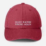 Make Racism Wrong Again Baseball Cap, Embroidered Social Justice Hat, Vintage Protest Hat, Equality Political Statement Cap, Father Day Gift