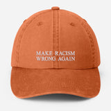 Make Racism Wrong Again Baseball Cap, Embroidered Social Justice Hat, Vintage Protest Hat, Equality Political Statement Cap, Father Day Gift