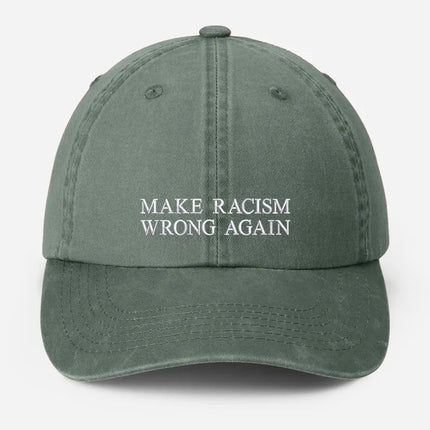 Make Racism Wrong Again Baseball Cap, Embroidered Social Justice Hat, Gift For Dad
