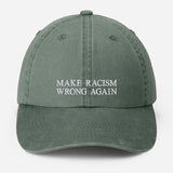 Make Racism Wrong Again Baseball Cap, Embroidered Social Justice Hat, Vintage Protest Hat, Equality Political Statement Cap, Father Day Gift