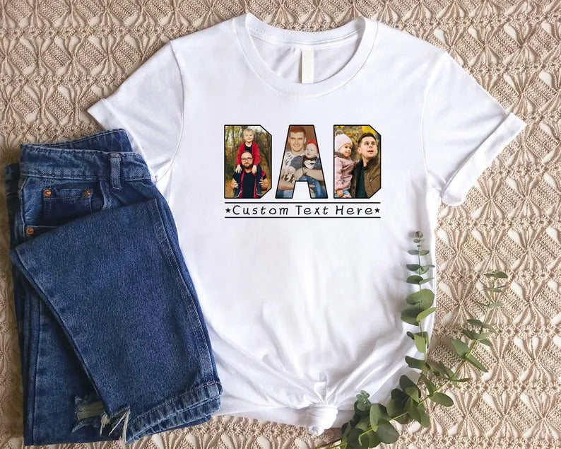 Personalized Father's Day Shirt for Dad, Custom Family Photo Dad T Shirt, Father's Day Gift for Grandpa, Dad Birthday Tee Tops, Gift for Him