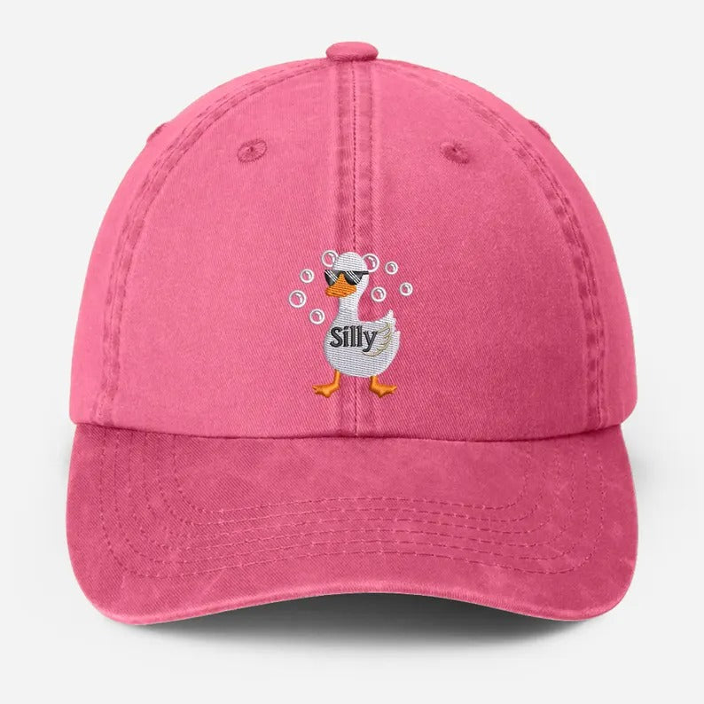Silly Goose Embroidered Hat, Funny Silly Goose Dad Hats, Vintage Humorous Baseball Hats, Dad Adjustable Strap Hat, Cute Animal Lover Gifts