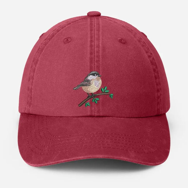 Embroidered Black Capped Chickadee Hat, Wildlife Bird Watcher Hat, Bird Lover Gift