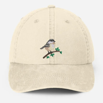 Embroidered Black Capped Chickadee Hat, Wildlife Bird Watcher Hat, Bird Lover Gift