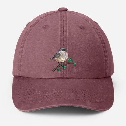 Embroidered Black Capped Chickadee Hat, Wildlife Bird Watcher Hat, Bird Lover Gift