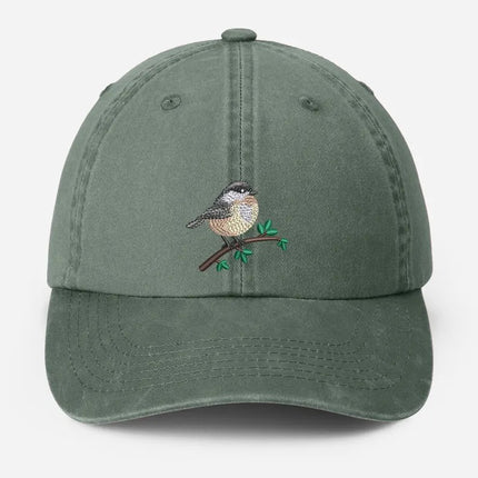 Embroidered Black Capped Chickadee Hat, Wildlife Bird Watcher Hat, Bird Lover Gift