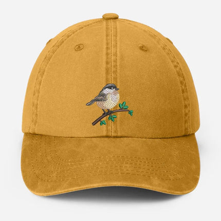 Embroidered Black Capped Chickadee Hat, Wildlife Bird Watcher Hat, Bird Lover Gift