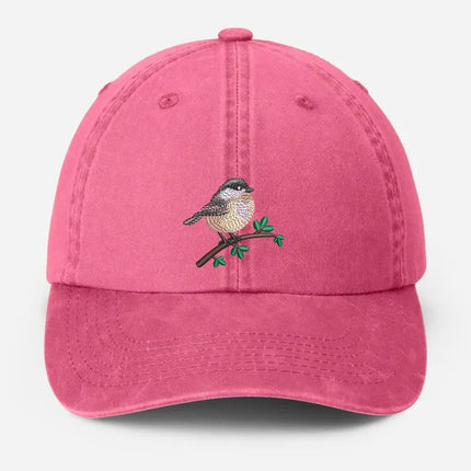 Embroidered Black Capped Chickadee Hat, Wildlife Bird Watcher Hat, Bird Lover Gift