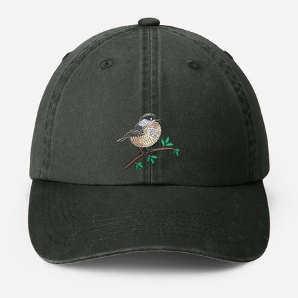Embroidered Black Capped Chickadee Hat, Wildlife Bird Watcher Hat, Bird Lover Gift