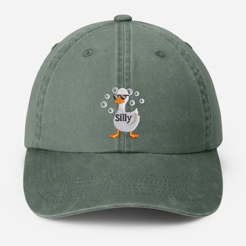 Silly Goose Embroidered Hat, Funny Silly Goose Dad Hats, Vintage Humorous Baseball Hats, Dad Adjustable Strap Hat, Cute Animal Lover Gifts