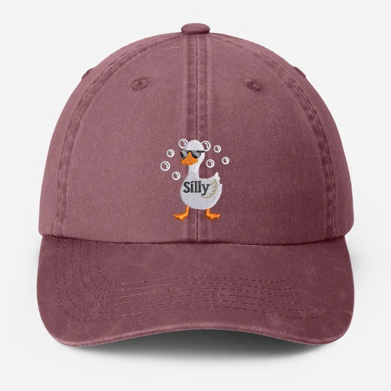 Silly Goose Embroidered Hat, Funny Silly Goose Dad Hats, Vintage Humorous Baseball Hats, Dad Adjustable Strap Hat, Cute Animal Lover Gifts