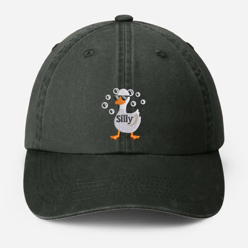 Silly Goose Embroidered Hat, Funny Silly Goose Dad Hats, Vintage Humorous Baseball Hats, Dad Adjustable Strap Hat, Cute Animal Lover Gifts