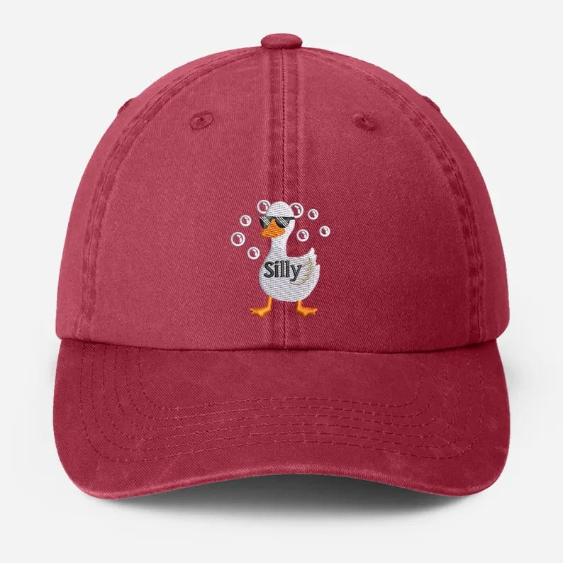 Silly Goose Embroidered Hat, Funny Silly Goose Dad Hats, Vintage Humorous Baseball Hats, Dad Adjustable Strap Hat, Cute Animal Lover Gifts