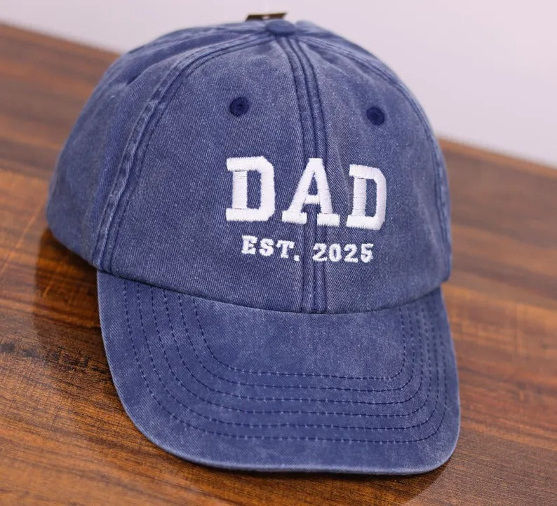 Custom Embroidered Mom and Dad Hat, Personalised Dad Est Date Baseball Cap, Pregnancy Reveal Gifts, Vintage New Mom Hat, Mother's Day Gifts