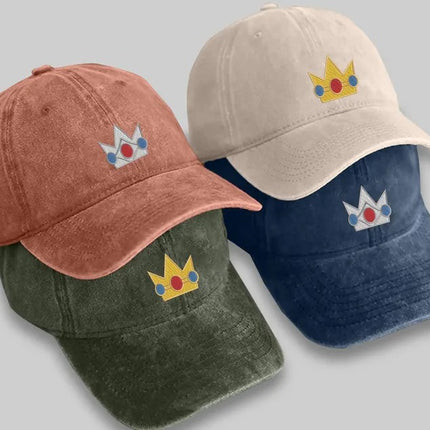 Vintage Embroidered Crown Cap, Cute Gold princess Crown Hat for Girls, Retro Cosplay Baseball Cap, Gift for Her, Cartoon move Lover Gifts