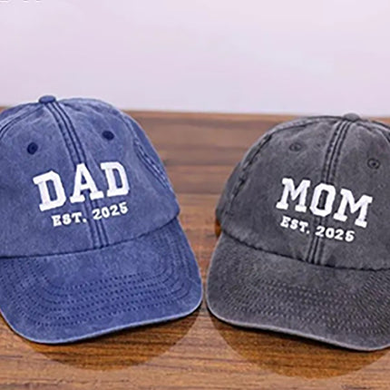 Custom Embroidered Mom and Dad Hat, Personalised Dad Est Date Baseball Cap
