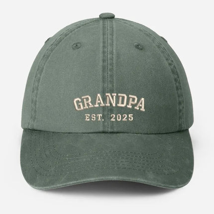 Custom Embroidered Dad Vintage Caps, Personalised Est Year Grandpa Hat