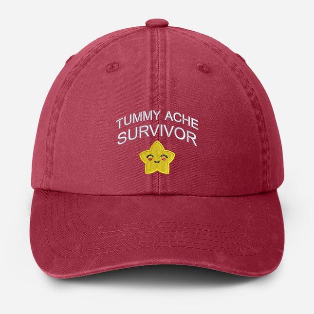 Tummy Ache Survivor Embroidered Hat, Funny Meme Baseball Cap, Birthday Gift for Him