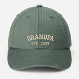 Custom Embroidered Dad Vintage Caps, Personalised Est Year Grandpa Hat, Pregnancy Announcement Adjustable Hats, Gift for New Grandma Grandpa