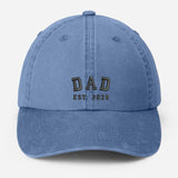 Custom Embroidered Dad Vintage Caps, Personalised Est Year Grandpa Hat, Pregnancy Announcement Adjustable Hats, Gift for New Grandma Grandpa