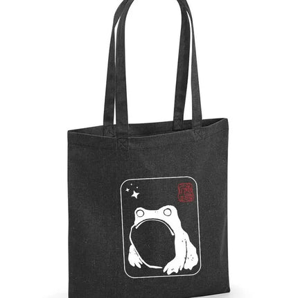Unimpressed Frog Tote Bag, Vintage Japanese Art Printed Bag, Eco-Friendly Gift, Funny Frog meme Totes, Kawaii Frog Lover Tote, Shopping Bags