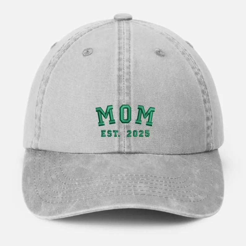 Custom Embroidered Dad Vintage Caps, Personalised Est Year Grandpa Hat, Pregnancy Announcement Adjustable Hats, Gift for New Grandma Grandpa