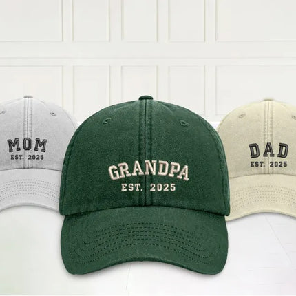 Custom Embroidered Dad Vintage Caps, Personalised Est Year Grandpa Hat