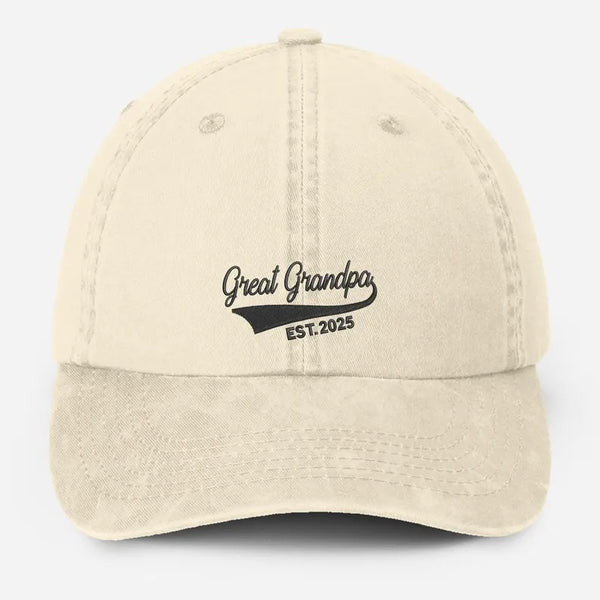 Personalised Great Grandpa Hat, Custom Embroidered Grandpa Hats, Vintage Baseball Caps, Grandpa Hats with Est Year, Gifts for New Grandpa