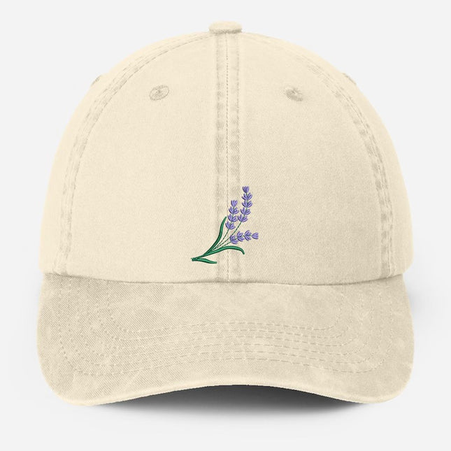 Embroidered Lavender Flower Hat, Botonical Garden Floral Cap, Cool Summer Hat