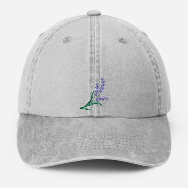 Embroidered Lavender Flower Hat, Botonical Garden Floral Cap, Cool Summer Hat
