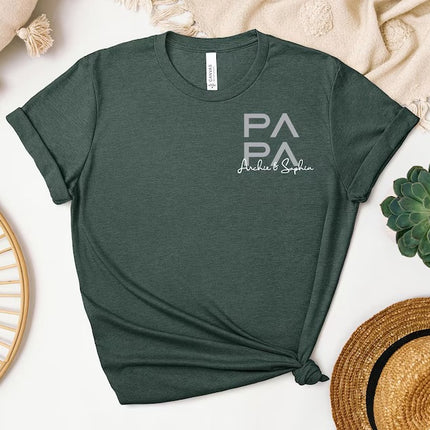 Personalized Dad T-Shirt with Kids' Names, Custom Papa Gift Shirts, Father’s Day Shirts, Comfy Dad Tees, Gifts for Him, Father's Day Gifts