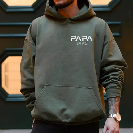 Personalised Papa Hoodie, Custom Dad Hoodies, New Dad Gifts, Baby Announcement Gifts