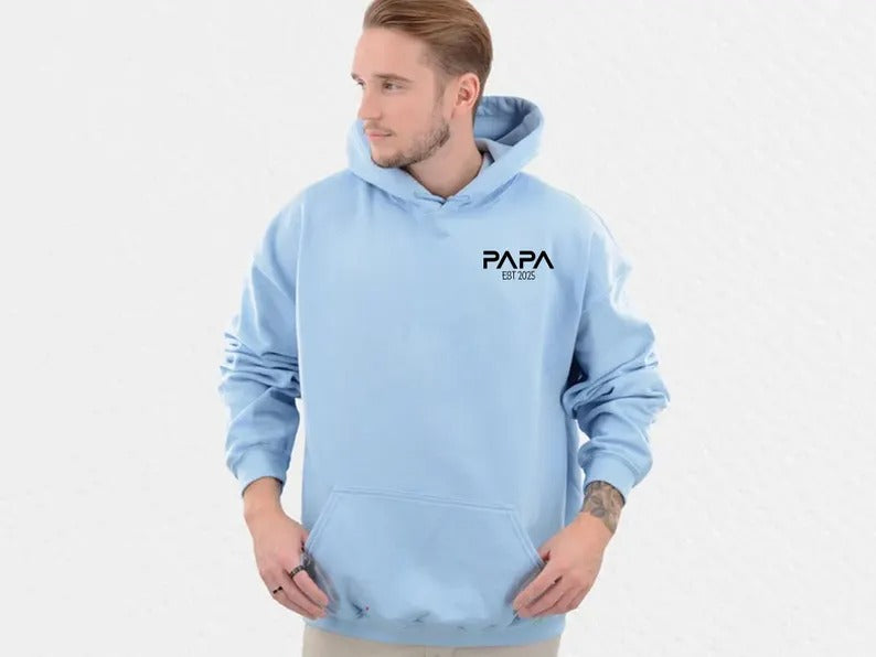 Personalised Papa Hoodie, Custom Dad Hoodies, Father’s Day Gift for Him, New Dad Gifts, Daddy Comfy Printed Jumpers, Baby Announcement Gifts