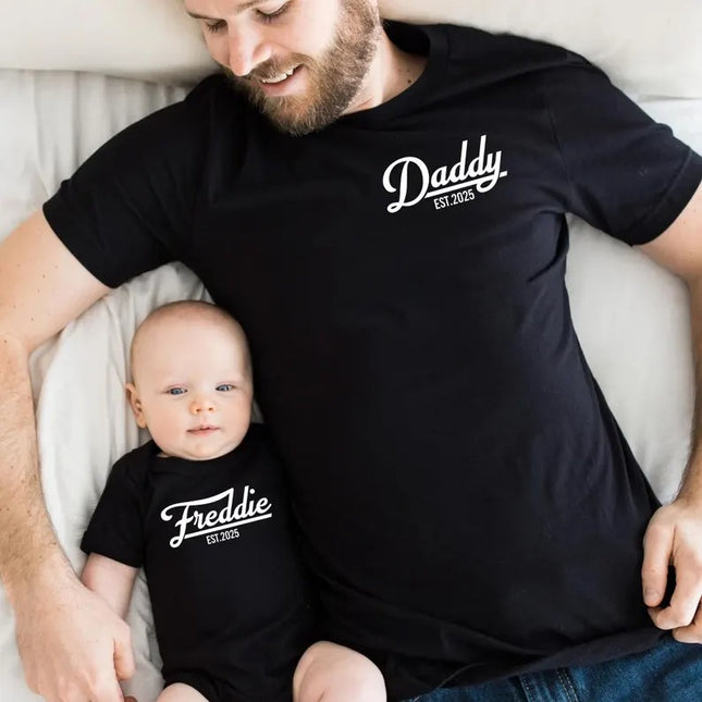 Personalised Dad Est Shirt, Custom Dad Shirt with Baby’s Birth Year, Matching Shirts