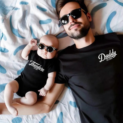Personalised Dad Est Shirt, Custom Dad Shirt with Baby’s Birth Year, Matching Shirts