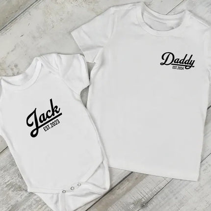 Personalised Dad Est Shirt, Custom Dad Shirt with Baby’s Birth Year, Matching Shirts