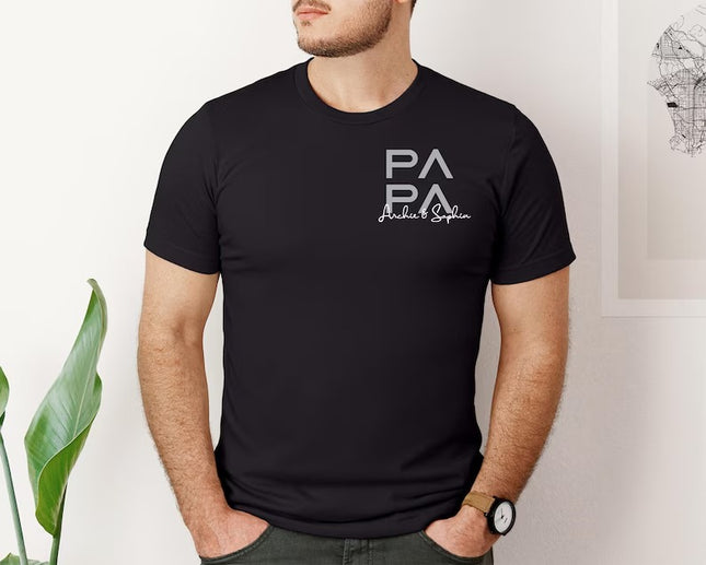 Personalized Dad T-Shirt with Kids' Names, Custom Papa Gift Shirts, Father’s Day Shirts, Comfy Dad Tees, Gifts for Him, Father's Day Gifts