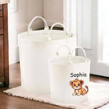 Personalised Safari Jungle Themed Bag, Custom Name Printed Toy Storage Bag