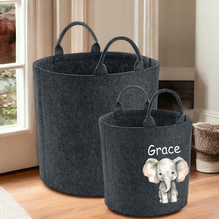 Personalised Safari Jungle Themed Bag, Custom Name Printed Toy Storage Bag