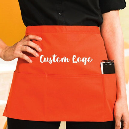 Personalised Short Apron, Custom Name /Logo Printed Aprons, Cocktail Bar Apron