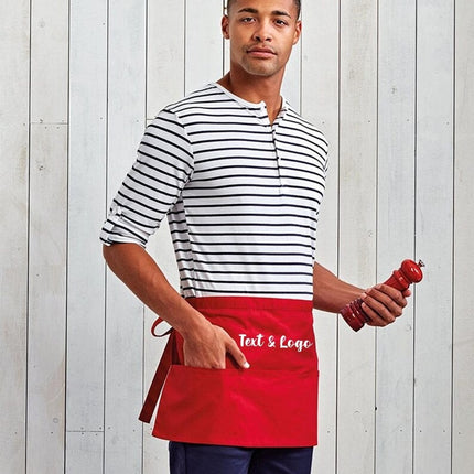 Personalised Short Apron, Custom Name /Logo Printed Aprons, Cocktail Bar Apron