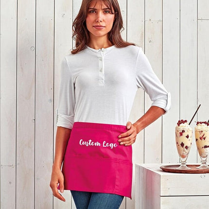 Personalised Short Apron, Custom Name /Logo Printed Aprons, Cocktail Bar Apron