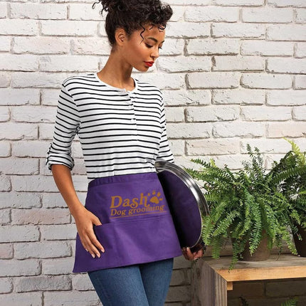 Personalised Short Apron, Custom Name /Logo Printed Aprons, Cocktail Bar Apron