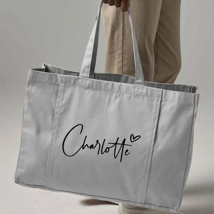 Personalised Organic Yoga Tote Bags, Custom Name Printed Bags, Fitness Lover Gift