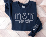 Embroidered Dad Sweatshirt, Personalized Kids Name on Sleeve, Gift for Dad, Father’s Day Gift, Dad Crewneck, New Dad Presents, Gifts for Him