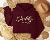 Daddy Est 2025 Hoodies, New Dad Hoodie for First Father's Day, Personalised Baby Announcement Gifts, New Dad Hooded Sweaters, Gifts for Him