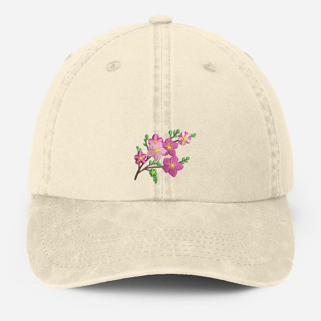 Sakura Flower Embroidered Hat, Cherry Blossom Baseball Cap, Birthday Gift, Gift for Wife