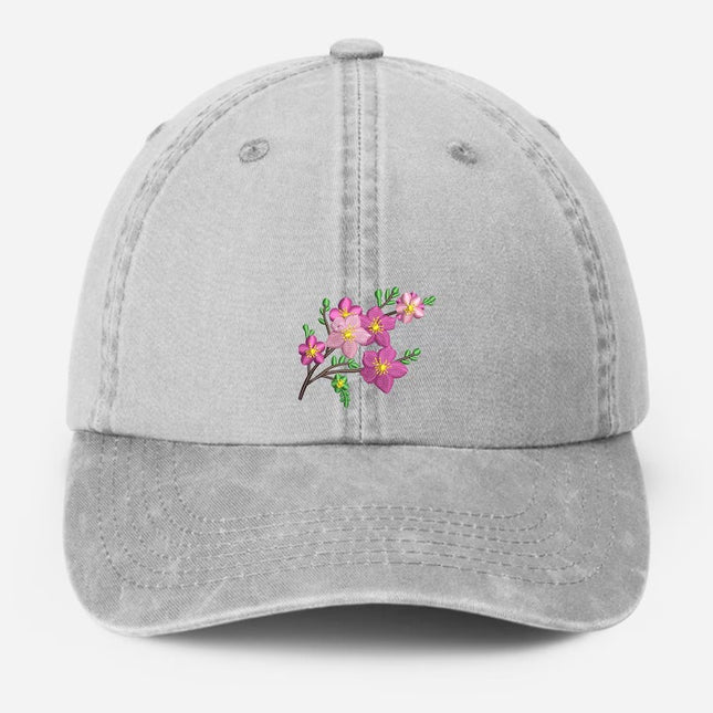 Sakura Flower Embroidered Hat, Cherry Blossom Baseball Cap, Birthday Gift, Gift for Wife