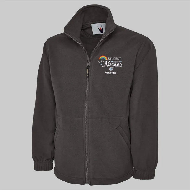 Custom Embroidered Nurse Fleece Jacket, Student Nurse Monogram Jacket, Rainbow Logo Zip Up Jacket, Healthcare Medical Worker Staff Uniform